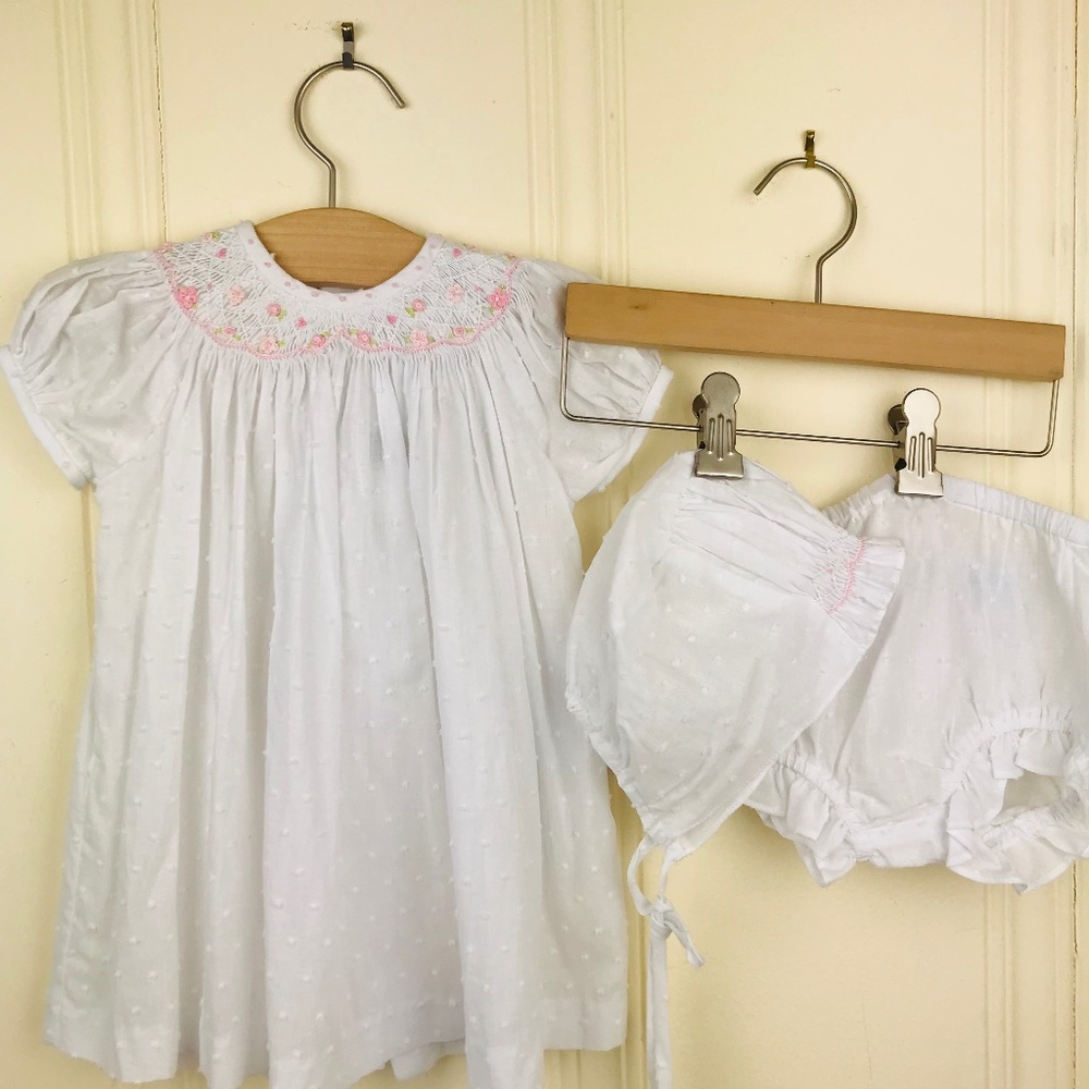 9 month Swiss dot baby set